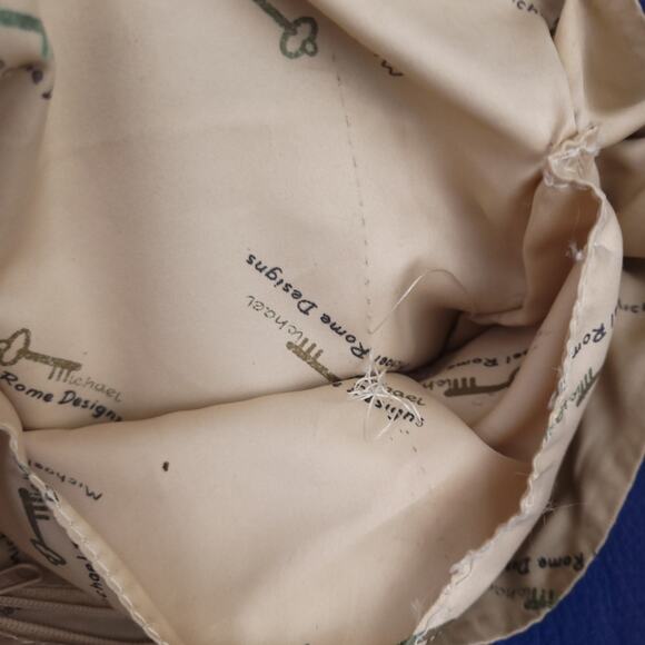 Michael Rome Designs Blue Pebbled Leather Shoulder Bag, Tassels, Twisted Handles - Picture 6 of 9